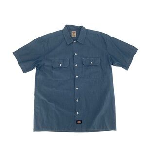 Dickies Blue Short Sleeve Wrinkle Resistant Work Shirt Size Large Men’s